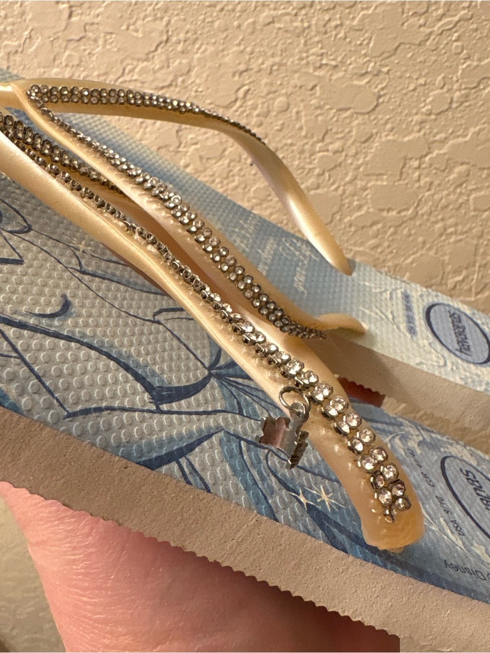 Havaianas Disney Cinderella Light Blue Slim Bridal Swarovski Crystal Sandals - Picture 2 of 7